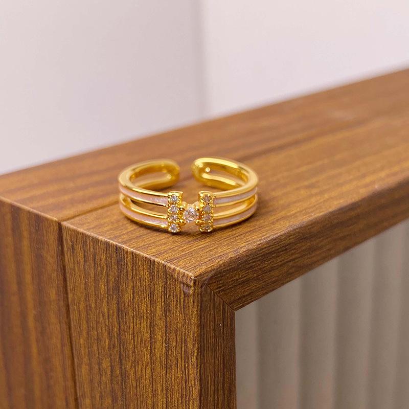 Medieval Enamel Oil Dripping Flower Butterfly Opening Ring Niche Design Light Luxury High-End Ring