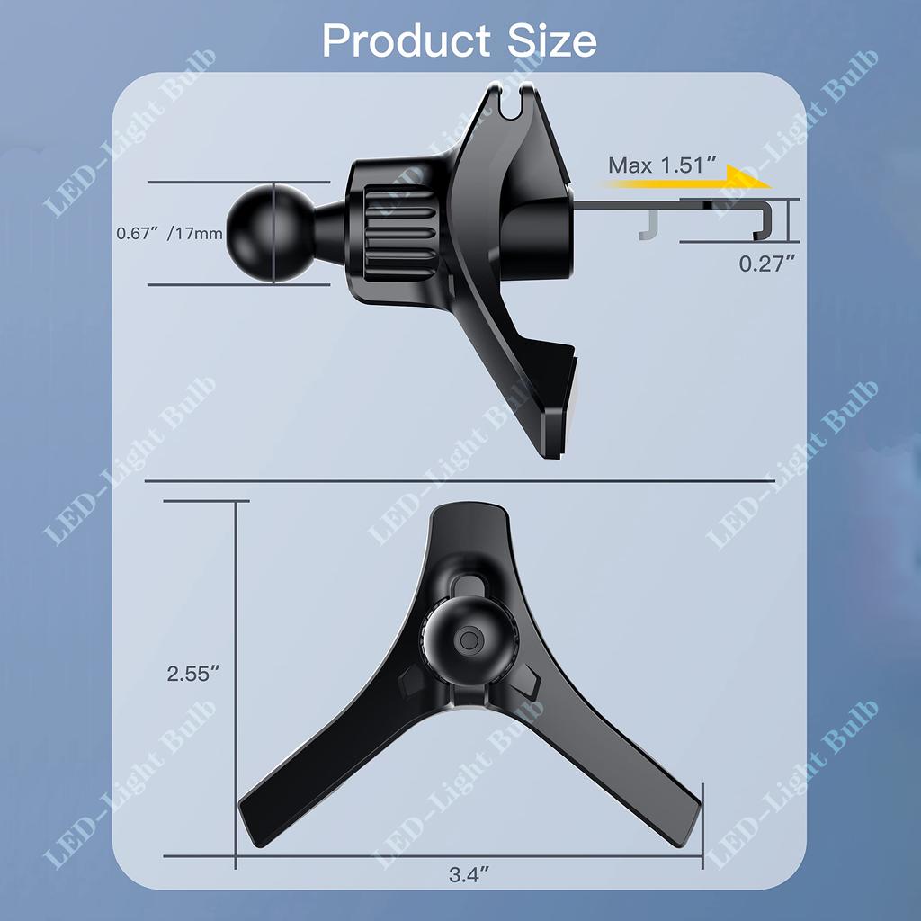 Upgrade-Kfz-Telefonhalter-Clips, 17 mm Kugelkopf, Auto-Lüftungsclip-Halterung, Auto-Luftauslass-Hakenklemme für Magnet-Handyständer
