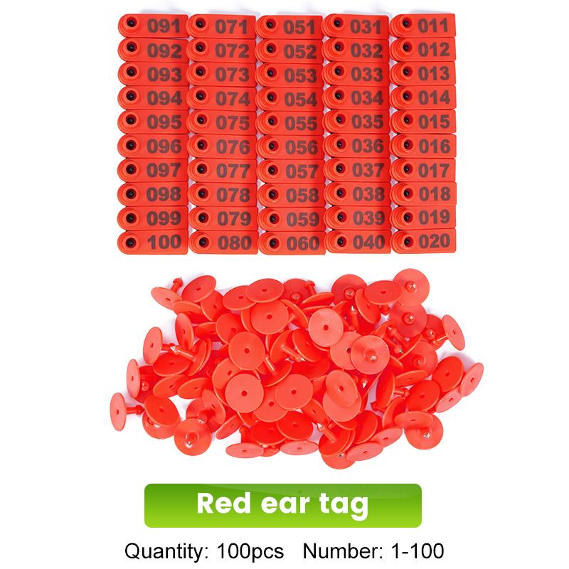 100Pcs Sheep Goat Ear Tag with Number / Ear Tag Pliers Laser Copper Head Earrings Farm Livestock Sheep Ear Identification Tools
