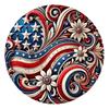 Patriotic Wall Hanging Decoration, Red White Blue Star Stripe Wooden Round Sign, 4th of July Front Door Wreath Alternative, Home Porch Decor