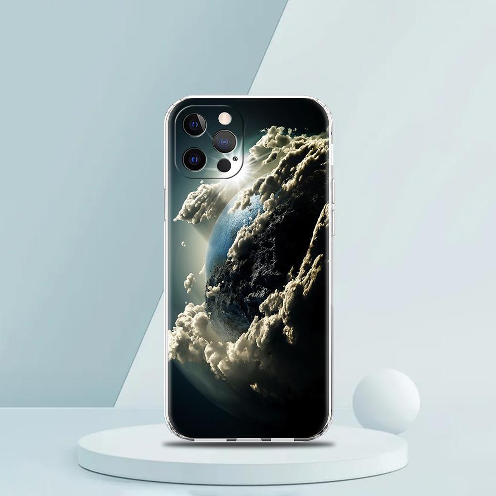 Earth Stars Space Luxury Phone Case For iPhone 16 15 14 13 12 11 Pro Max XS X XR SE 7 8 Plus Soft Silicone Clear Cover