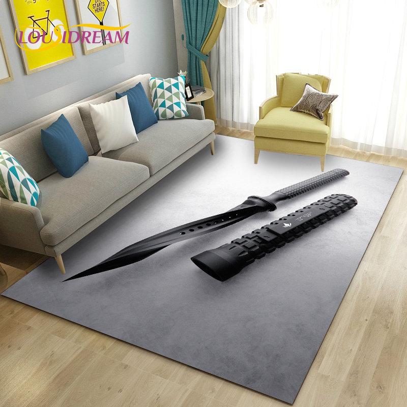 3D Sword Dagger Machete Saber Knife Area Rug,Carpet Rug for Living Room Bedroom Sofa Doormat Decor,Kid Play Non-slip Floor Mat
