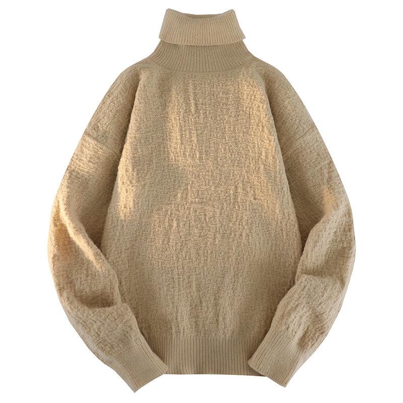 White Pullover Turtleneck Men's Knitted Sweater Autumn and Winter New Trendy Brand Loose Casual Student Sweater