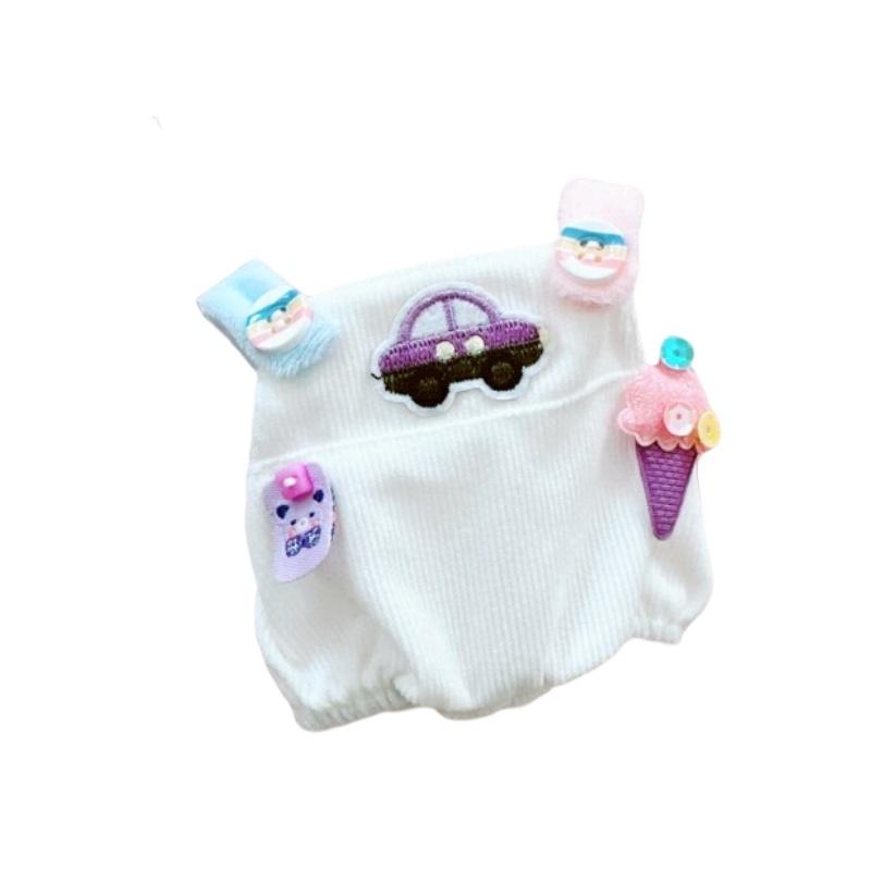 20cm Cotton Doll Plush Toy With Interchangeable Outfits White Car Overalls