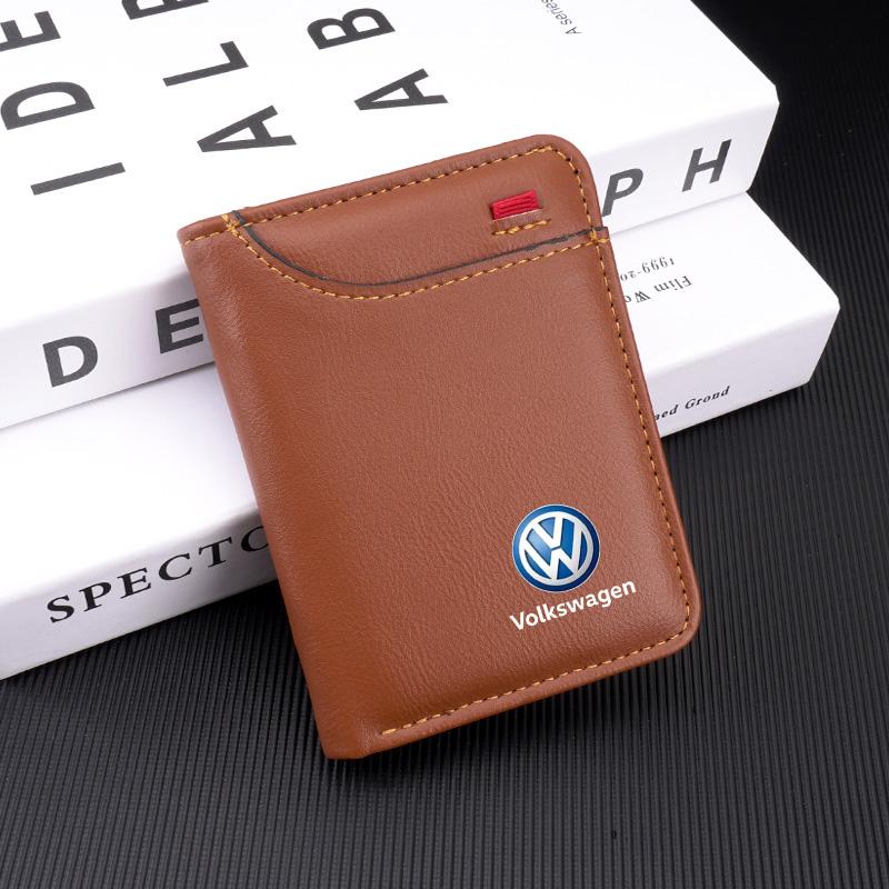 Weiches Leder Tragbare Geldbörse Führerschein Kreditkarten Tasche Portemonnaie Für VW Polo Golf GTI CC Tiguan Arteon Passat Jetta Touareg ID3 IF2