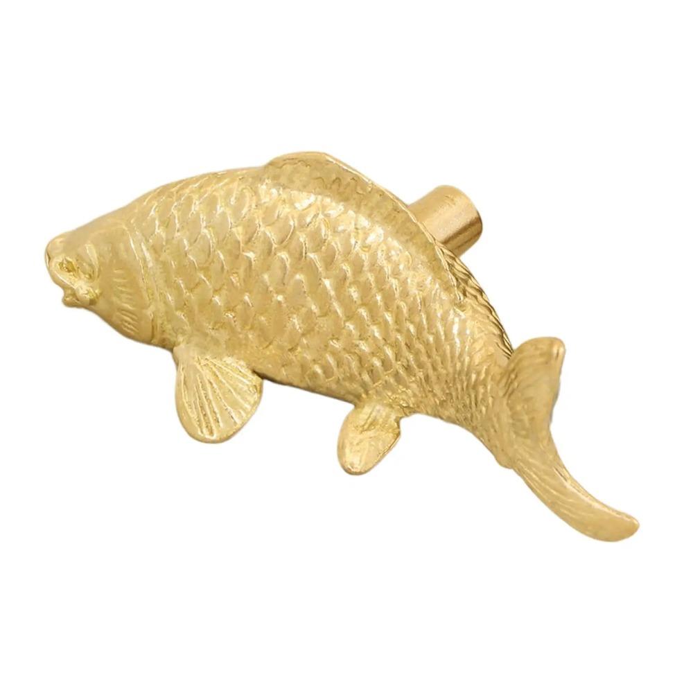 Luxury Carp Fish Brass Handle Gold Color Wardrobe Drawer Pulls Vintage Cabinet Door Knobs  Dresser