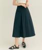 THEFRHT Cotton Pleated A-Line Long Skirt Black
