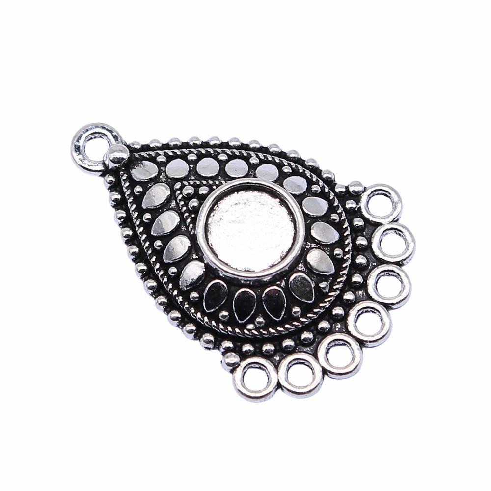 Floral Multi Loop Charm Vintage Filigree Findings Fit Flat Cabochon For Jewelry DIY