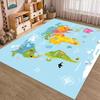 Cartoon Weltkarte Teppich Kinderzimmer Spielmatte Pädagogischer Geografie-Teppich Kinderspielbereich Heimdekoration Blaues Ozean-Thema