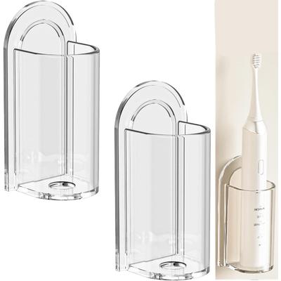 1/2/3pcs Wall Mounted Toothbrush Holder, Electric Toothbrush Organizer, No Punch Bathroom Toothbrush Slot