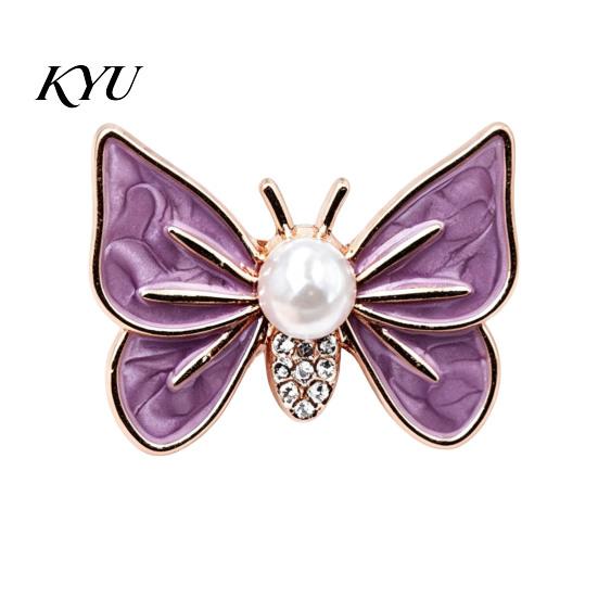 Metal Butterfly Brooch Faux Pearl Rhinestone Brooch, Dainty Decorative Badge Fashion Accessories Pin, Sweater Cardigan Coat Dress Jewelry Anti-rust