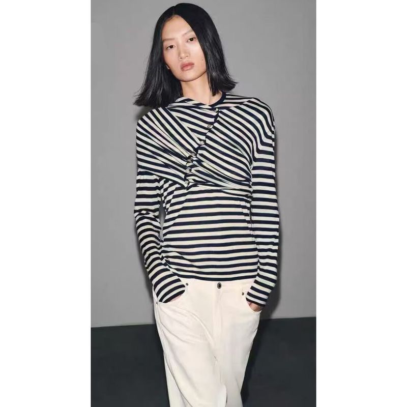 Za Export New Arrival Women's Clothing ZR Fashion Style Fashion Casual Loose Stripes Pullover Knitwear 9598153