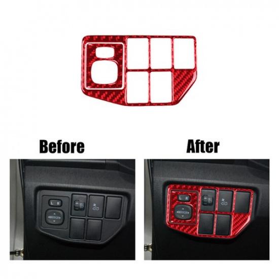 Red Carbon Car Rearview Mirror Switch Panel Trim Sticker For Toyota Prius 12-15
