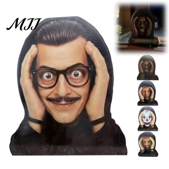 Horror House Ornaments Scary Peeper Hitchhiker Prop, Realistic Mask Prop for Jump Scare, Halloween Decorative Window Silhouettes Adults, Creepy Prank