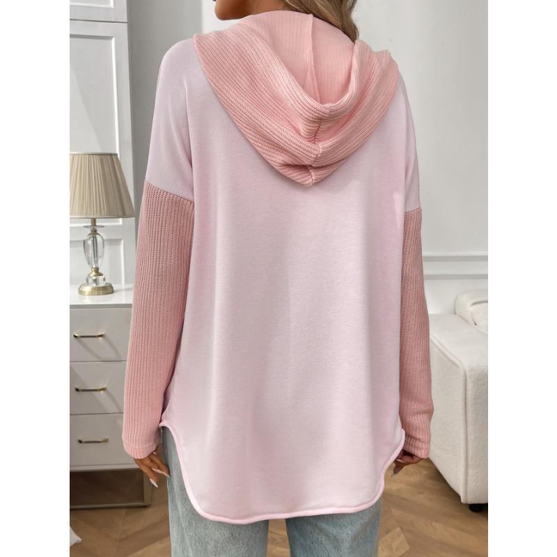 Autumn and Winter Sweater Patchwork Hooded Sweatshirt Casual Women’s Jackets & Coats