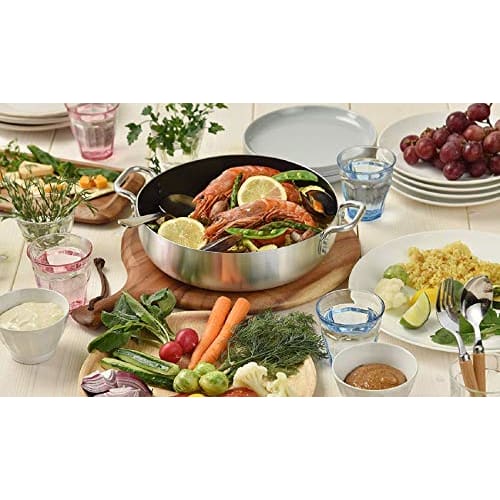 Pearl Metal Tabletop Pot, 20cm, with Glass Lid, Diamond-Coated Interior, HB-4707