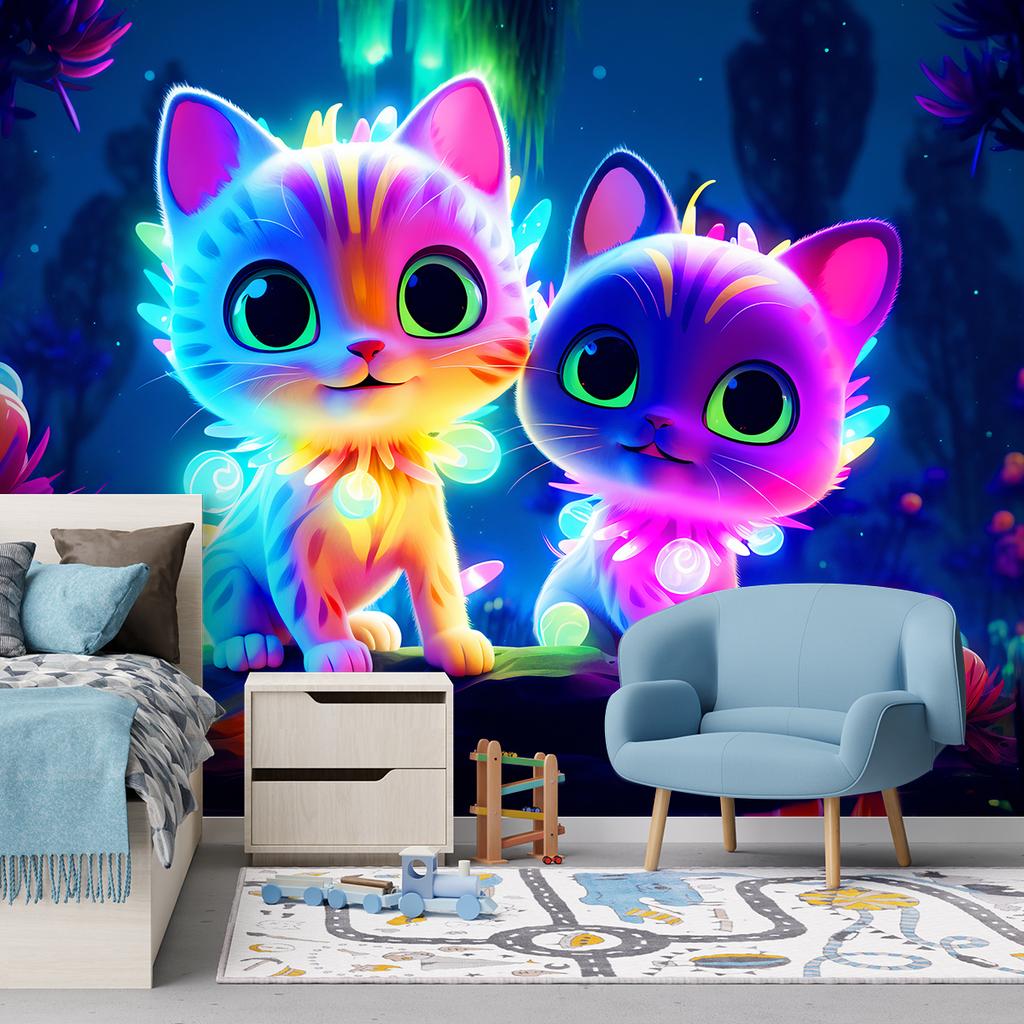 Wallpaper Cute neon cats