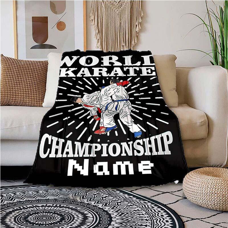 Taekwondo Competition Customize Your Name Blanket Warm Comfortable Soft Blanket For Chair Office Sofa Bed Sofa Office Camping Suitable For Gifting