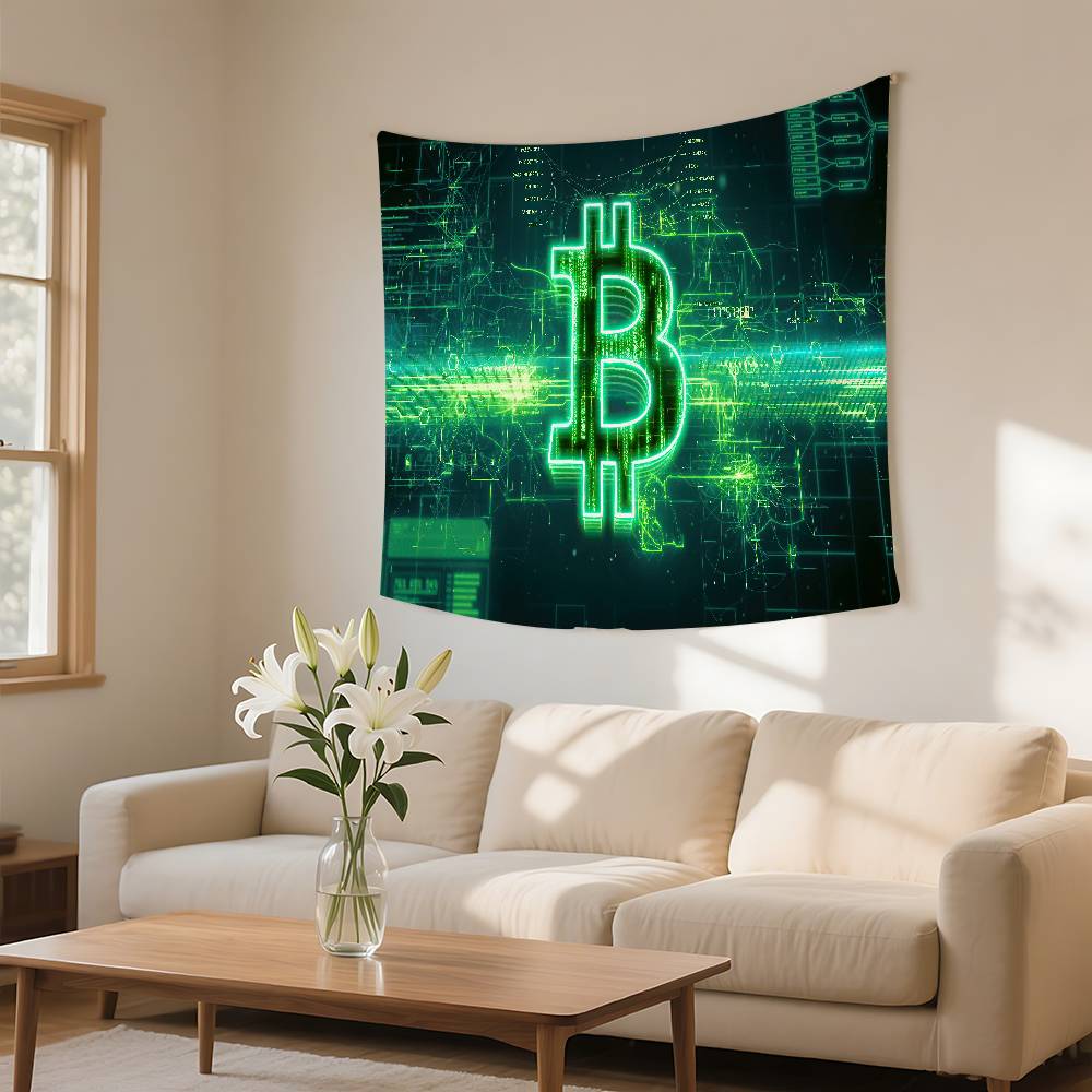 I Love Accept Bitcoin Tapestry Wall Hanging Tapestry Art Deco Blanket Curtain Hanging At Home Bedroom Living Room Decor