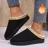 Fashion Platform Fluffy Slippers Women House Flats Fashion Plush Women Shoes Winter Designer Shoes Ladies Large Size Home Slides Women