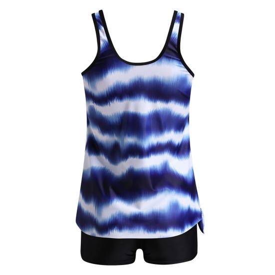 2Pcs/Set Summer Tankini Set Gradient Color Sling Tops High Waist Swimming Trunks