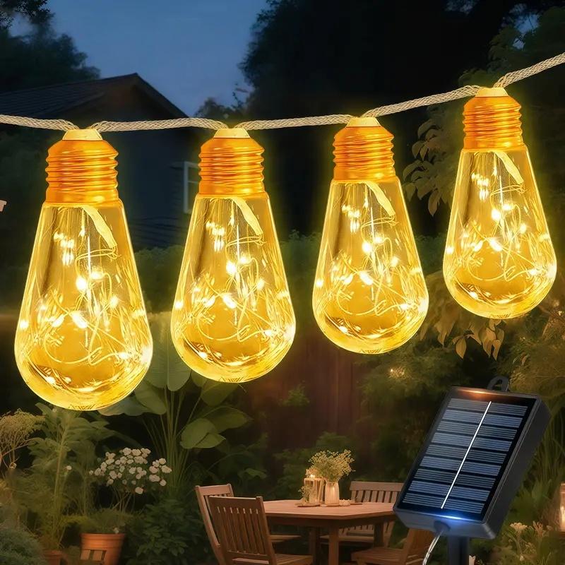 Globe Solar Outdoor LED String Lights Plastic Shatterproof Bulbs Waterproof Patio Lights for Garden Outside Backyard Porch Light