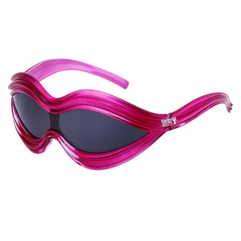 

Y2K Stylish Brand Designer Luxury Oversized One Piece Sunglasses Women For Men Vintage Punk Trend Heterotypic Sun Glasses UV400 Quality As the photo