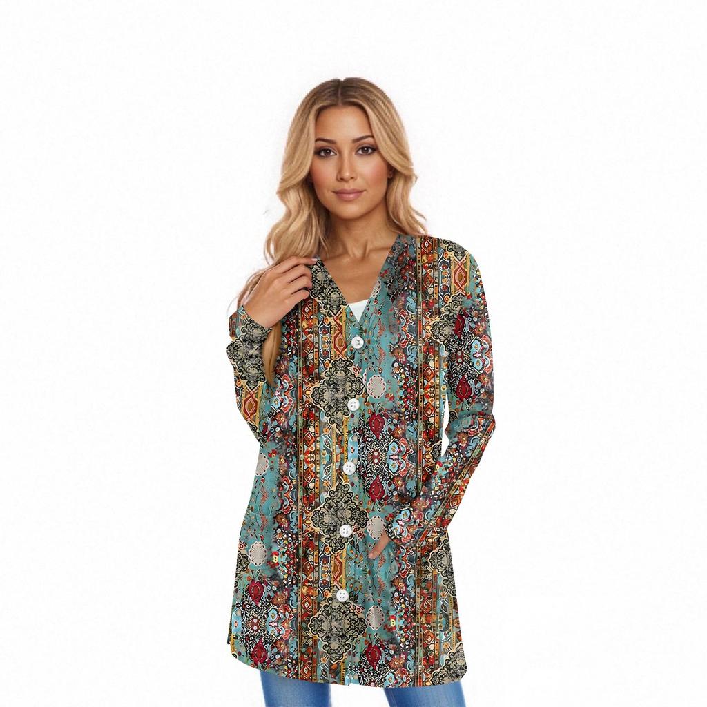 Damen Langarm Strickjacke Lässige Jacke mit Taschen Oberteil