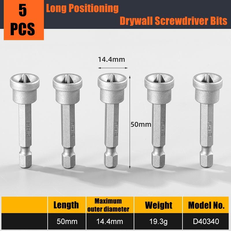 5/10pcs 25/50mm Drywall Screwdriver Bits Short Depth Stop Plasterboard 6.35mm Shank Stop Screws Woodworking Gypsum Board Locator