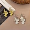 925 Sterling Silver Personalized Pleated Leaf Dangle Stud Earrings - Unique Metal Design for Women