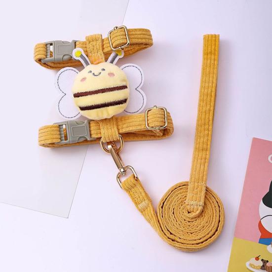 Cat Harness And Leash Set Adjustable Escape Proof Kitten Harness with Cartoon Bee
