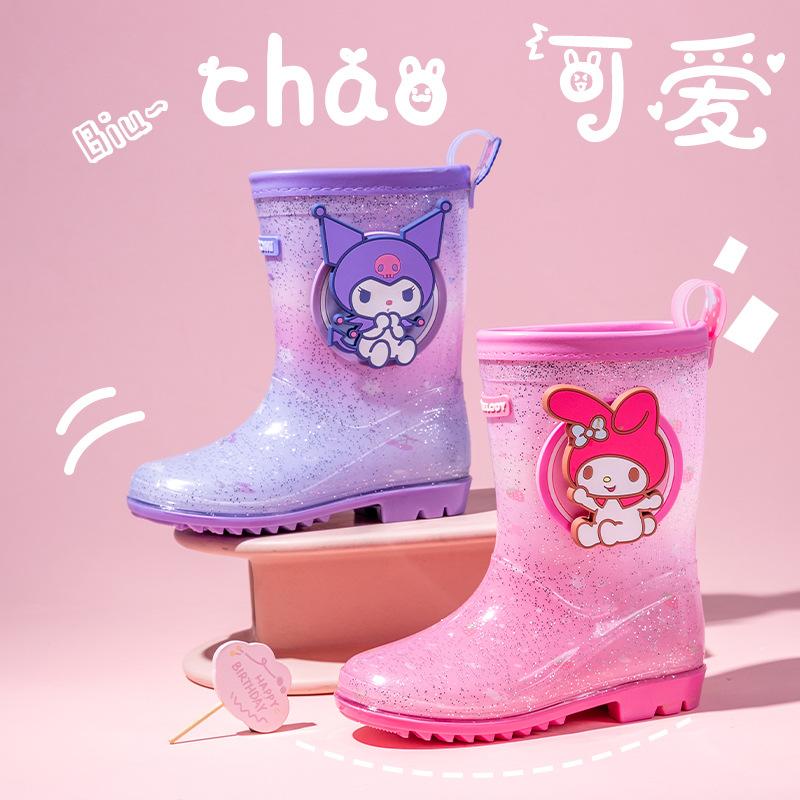 Rain Boots Women's Jelly Children's Kuromi Cute Melody Kindergarten School Non-Slip Waterproof Rain Boots