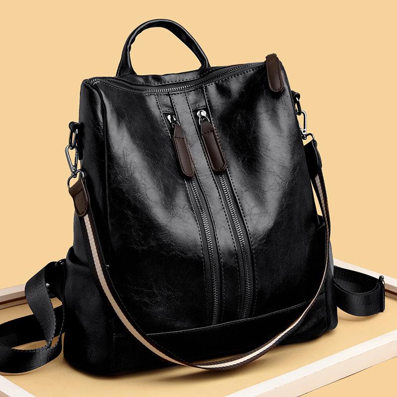 

Новый модный рюкзак простая женская сумка легкий школьный рюкзак для отдыха и путешествий большая вместимость рюкзак из мягкой кожи женская сумка чёрный