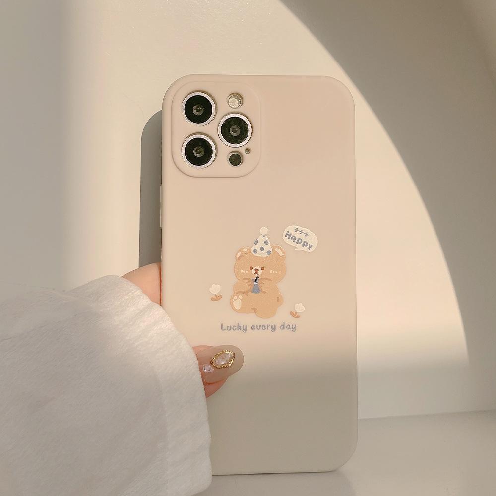 Cartoon Bear IPhone 15 Apple Phone Case 13Promax All Inclusive 16 Soft Case X Suitable for 14pro Side