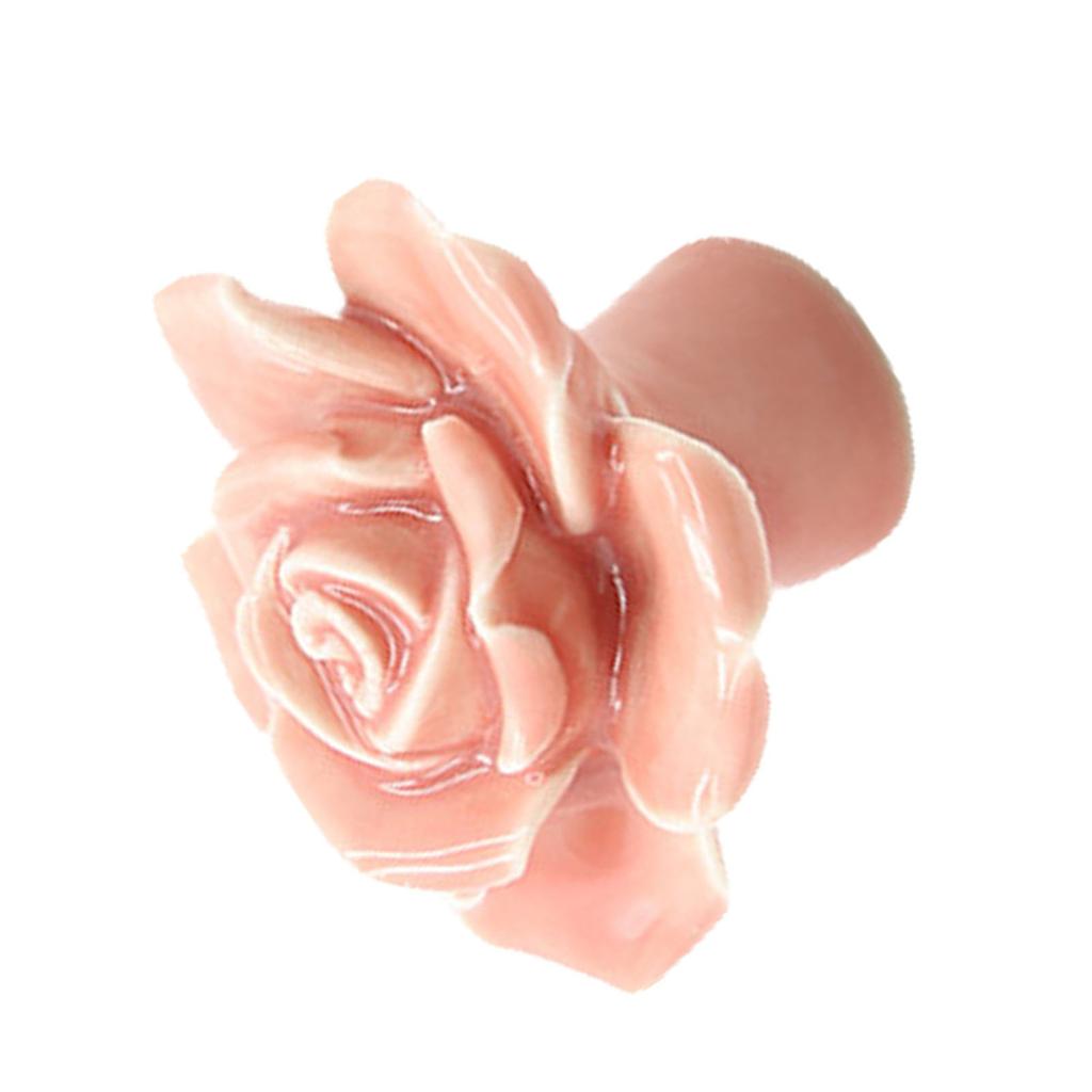 Ceramic Rose Door Knob Drawer Cupboard Wardrobe Furniture Pull Handle Hardware (Pink)
