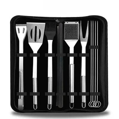 BBQ Tool Set, Portable Oxford Bag, Grilling Utensils, Stainless Steel Grill, Spatula Brush, Outdoor Barbecue Accessories