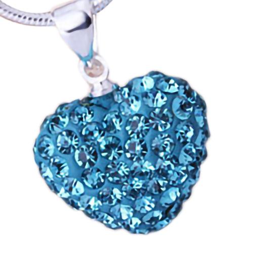 Women Rhinestone Inlaid Necklace Pendant Alloy Love Heart Chain Necklace Jewelry for Party