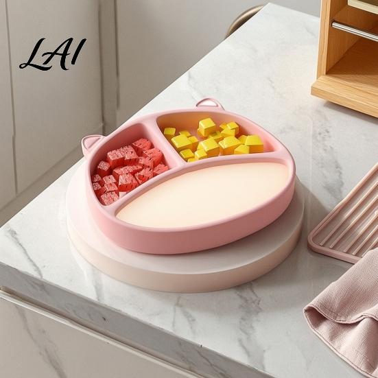 Divided Toddler Dishes Silicone Suction Plate for Toddlers Cute Bear Shape Unbreakable Baby Led Weaning Essentials Bowl Non Slip Feeding Tray