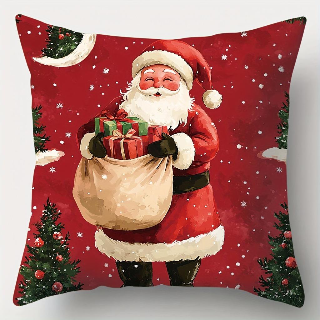 Christmas Decoration Pillowcase New Year Gift Santa Claus Reindeer Snowman Pattern Home Room Decoration Sofa Cushion Cover