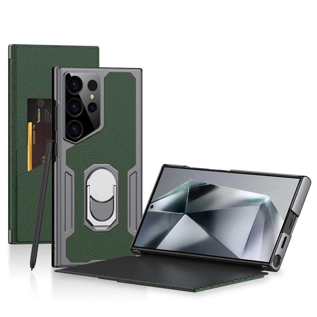 Suitable for Samsung S24ultra Mobile Phone Case Flip Leather Case Rotating Magnetic Ring Bracket S23ultra Protective Case