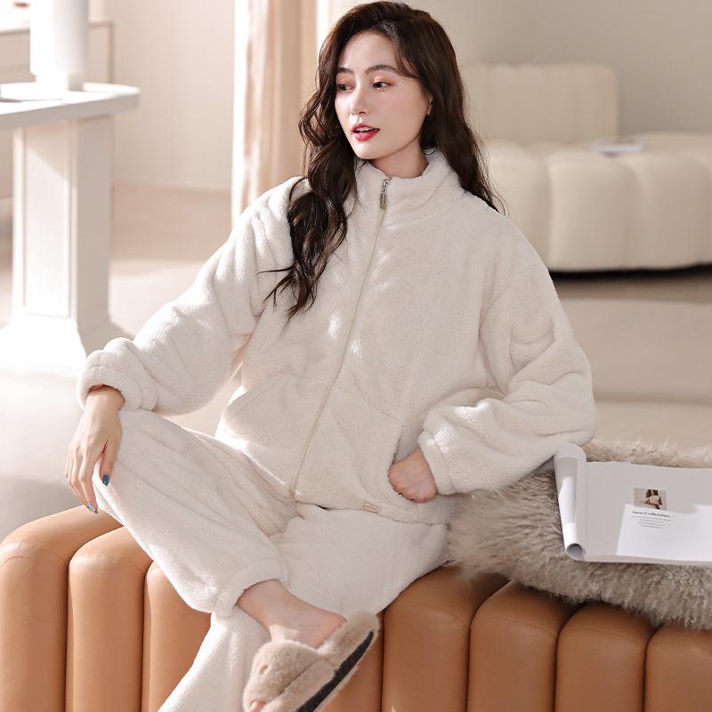 Pajamas Women'S Winter Coral Fleece Thickened Fleece Women'S Autumn And Winter Flannel Winter Loungewear