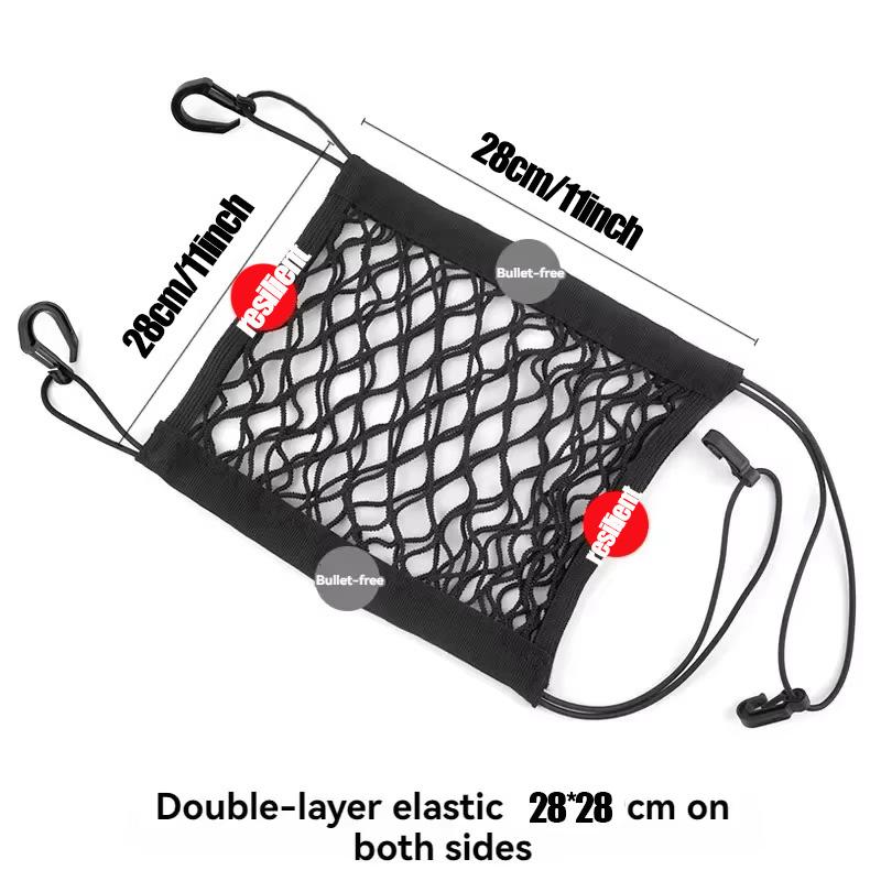 Motorcycle Cargo Net Elastic Double Layer Motorcycle Net for Helmet Storage Net with Hooks Luggage Net Car Rear Seat Storage Net