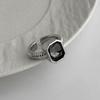 Minimalist Acrylic Rhinestone Open Ring for Women Fashion Heart Square Gray Crystal Adjustable Knuckle Ring Party Jewelry Gifts