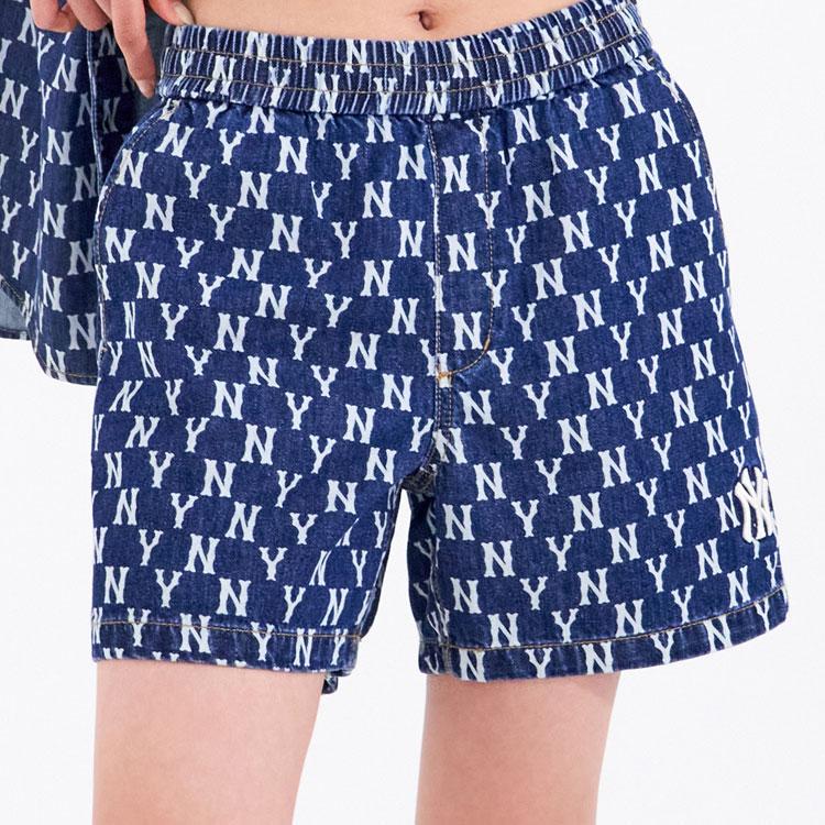 New MLB Old Flower Denim Shorts Unisex Blue 3ADPM4023-50BLS