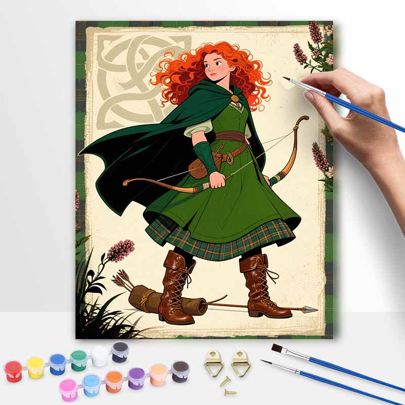 Disney Brave Merida Oil Painting by Numbers Art Kit. Handmade Diy Painting Home Decoration Gifts