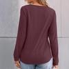 Women's Loose Casual Solid Color Mesh Lace Hollow Out Versatile Long Sleeved Top