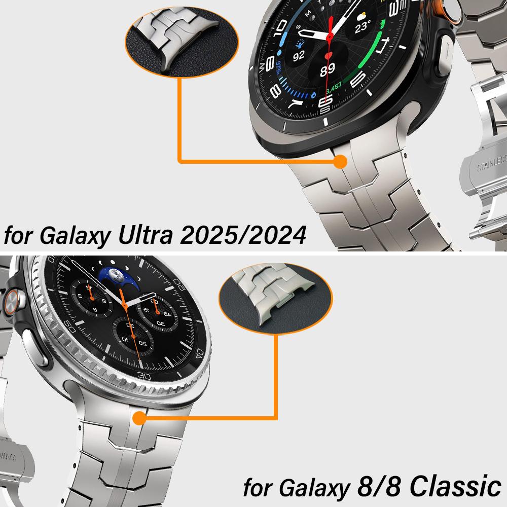 Stainless Steel Strap for Samsung Galaxy Watch 8 44mm 40mm 8 Classic 46mm Luxury Metal Band for Galaxy Ultra 2025 2024 Bracelet