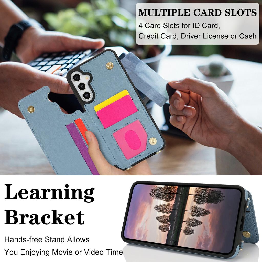 For Samsung Galaxy A15 5G/4G Case with Card Holder,Kickstand,RFID Blocking PU+TPU Phone Back Cover