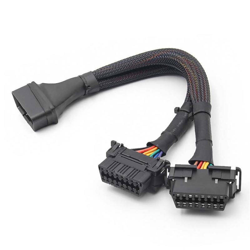 

1-2 автомобильных жгута проводов Obd, 16 контактов, двойные характеристики, женский плоский удлинительный кабель, кабель-переходник Obd2
