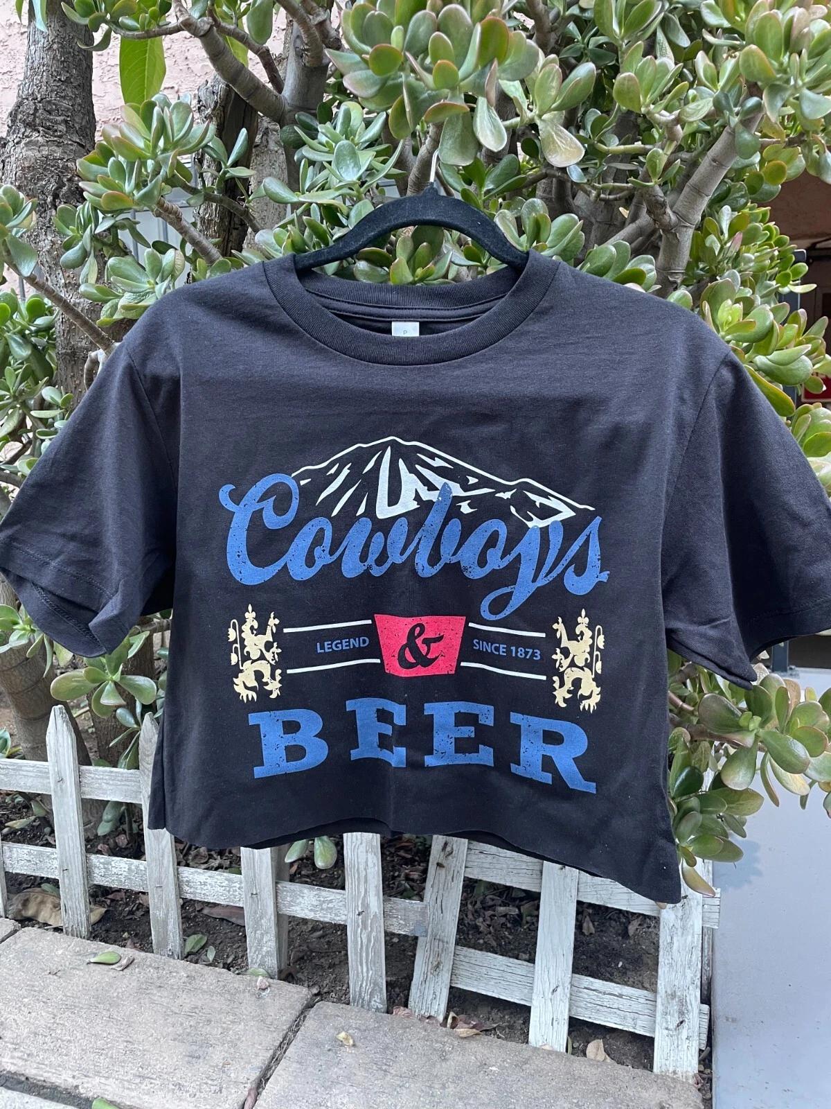 Cowboys & Beer Women s Short Sleeve Crop Top | Western Fashion Sizes S-XL S
